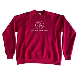 Vintage 80s Jerzees The Wine Enthusiast Sweatshirt Pink Raglan XL Made in USA